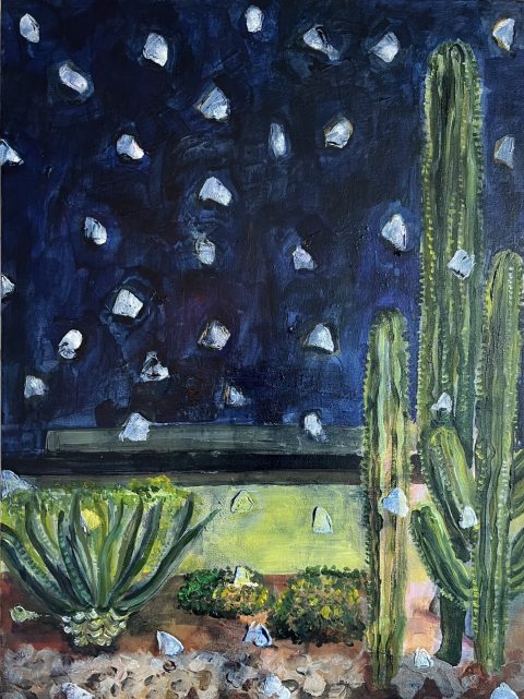 2025 Cactus in a Snowstorm II,
Acrylic on canvas,
45 x 60cm,
2025