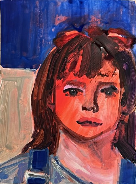 Works on Paper  thought adults weren't afraid of anything,
Acrylic on paper, 
10 x 15cm,
2024