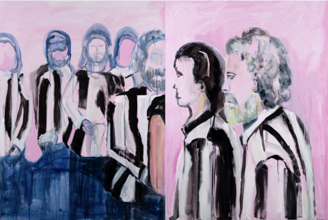 2025 The Trial,
Acrylic on canvas,
180 x 270cm (diptych),
2025