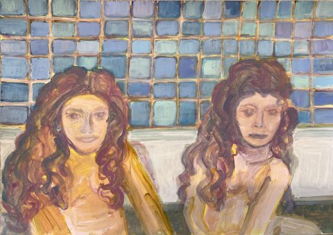 Works on Paper Bathtime, 
Acrylic on paper
29 x 42cm,
2025
,
